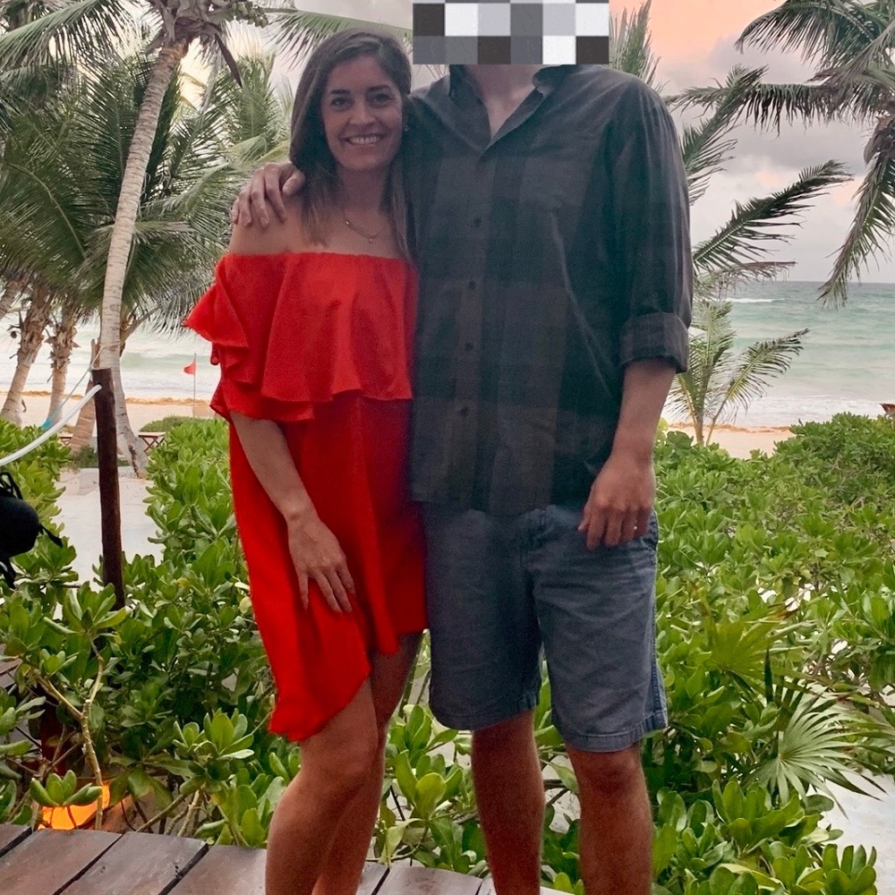 Coral Off-Shoulder Dress